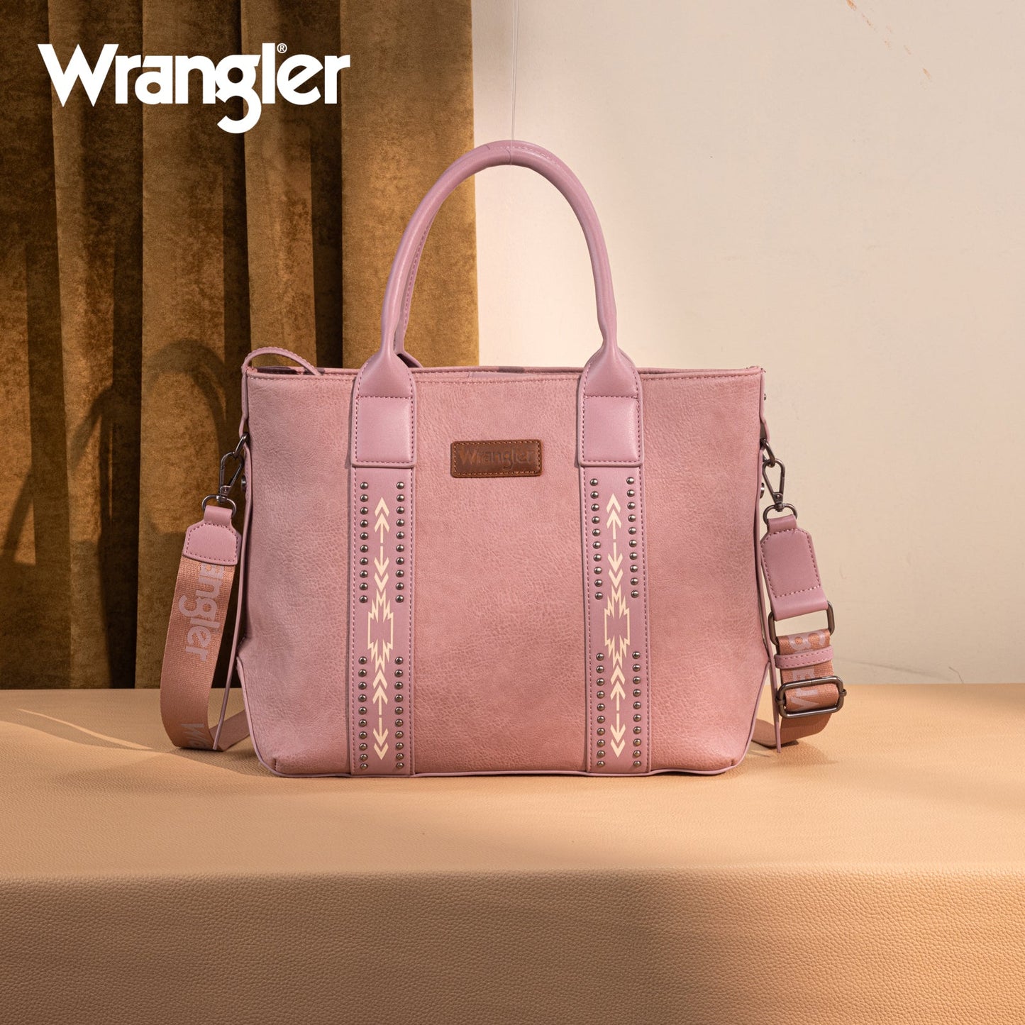 WG199-1824 Wrangler Carry-All Aztec Expandable Tote/Crossbody -Dark Pink