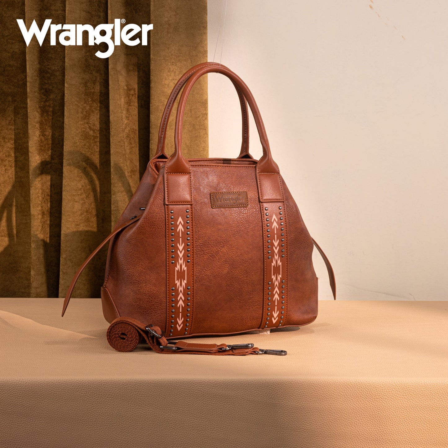 WG199-1824 Wrangler Carry-All Aztec Expandable Tote/Crossbody -Brown