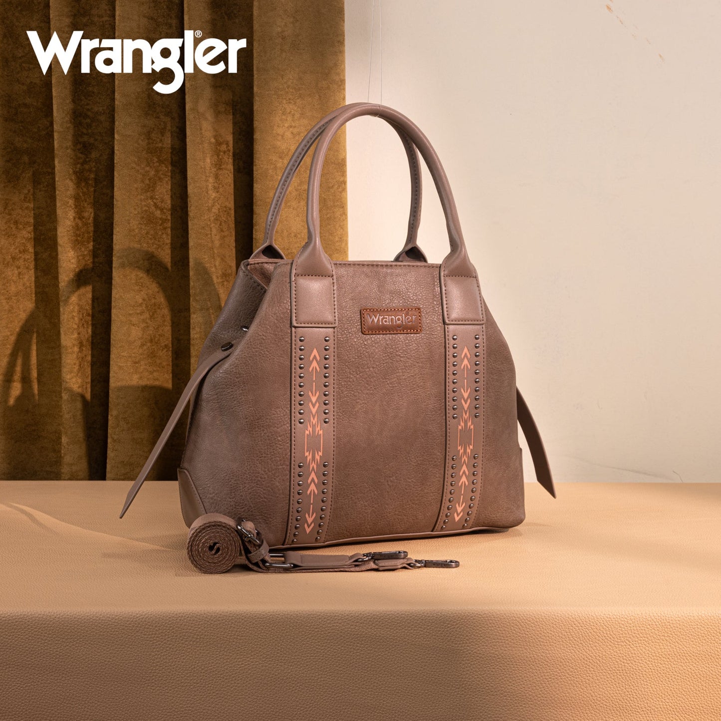 WG199-1824 Wrangler Carry-All Aztec Expandable Tote/Crossbody -Dark Khaki