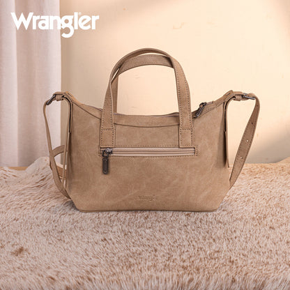 WG226-8605  Wrangler Tooled Aztec Pattern Print Tote/Crossbody -Tan