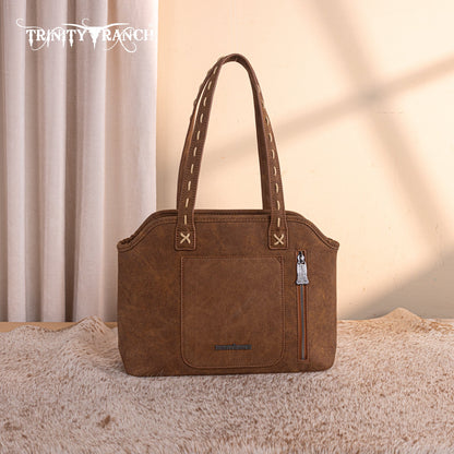 TR199G-8260  Trinity Ranch Genuine Hair-On Cowhide Tooled Concealed Carry Tote