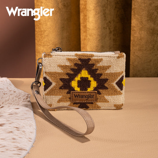 WG226-W069 Wrangler Aztec Print Card Wallet -Tan