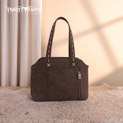 TR199G-8260  Trinity Ranch Genuine Hair-On Cowhide Tooled Concealed Carry Tote
