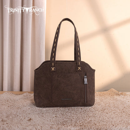 TR199G-8260  Trinity Ranch Genuine Hair-On Cowhide Tooled Concealed Carry Tote