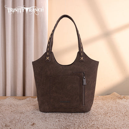 TR199G-8250  Trinity Ranch Genuine Hair-On Cowhide Tooled Concealed Carry Tote