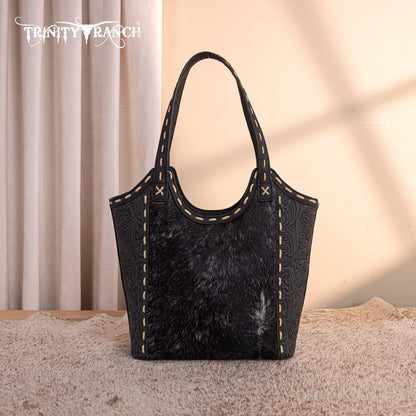 TR199G-8250  Trinity Ranch Genuine Hair-On Cowhide Tooled Concealed Carry Tote