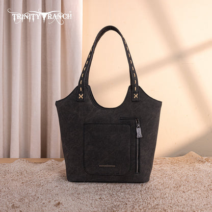 TR199G-8250  Trinity Ranch Genuine Hair-On Cowhide Tooled Concealed Carry Tote