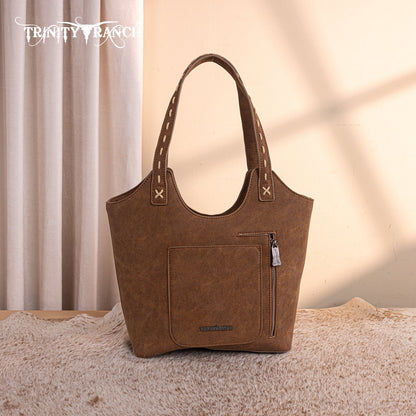 TR199G-8250  Trinity Ranch Genuine Hair-On Cowhide Tooled Concealed Carry Tote