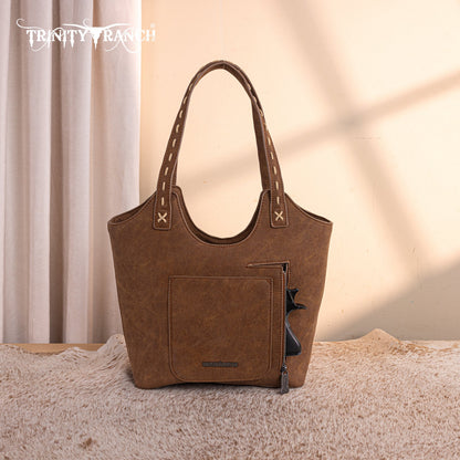 TR199G-8250  Trinity Ranch Genuine Hair-On Cowhide Tooled Concealed Carry Tote