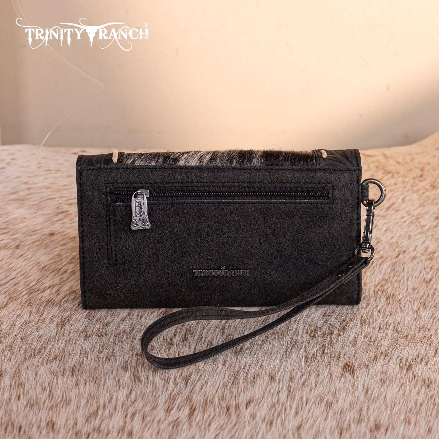 TR199-W018  Trinity Ranch Hair-On Cowhide Toole Collection Wallet