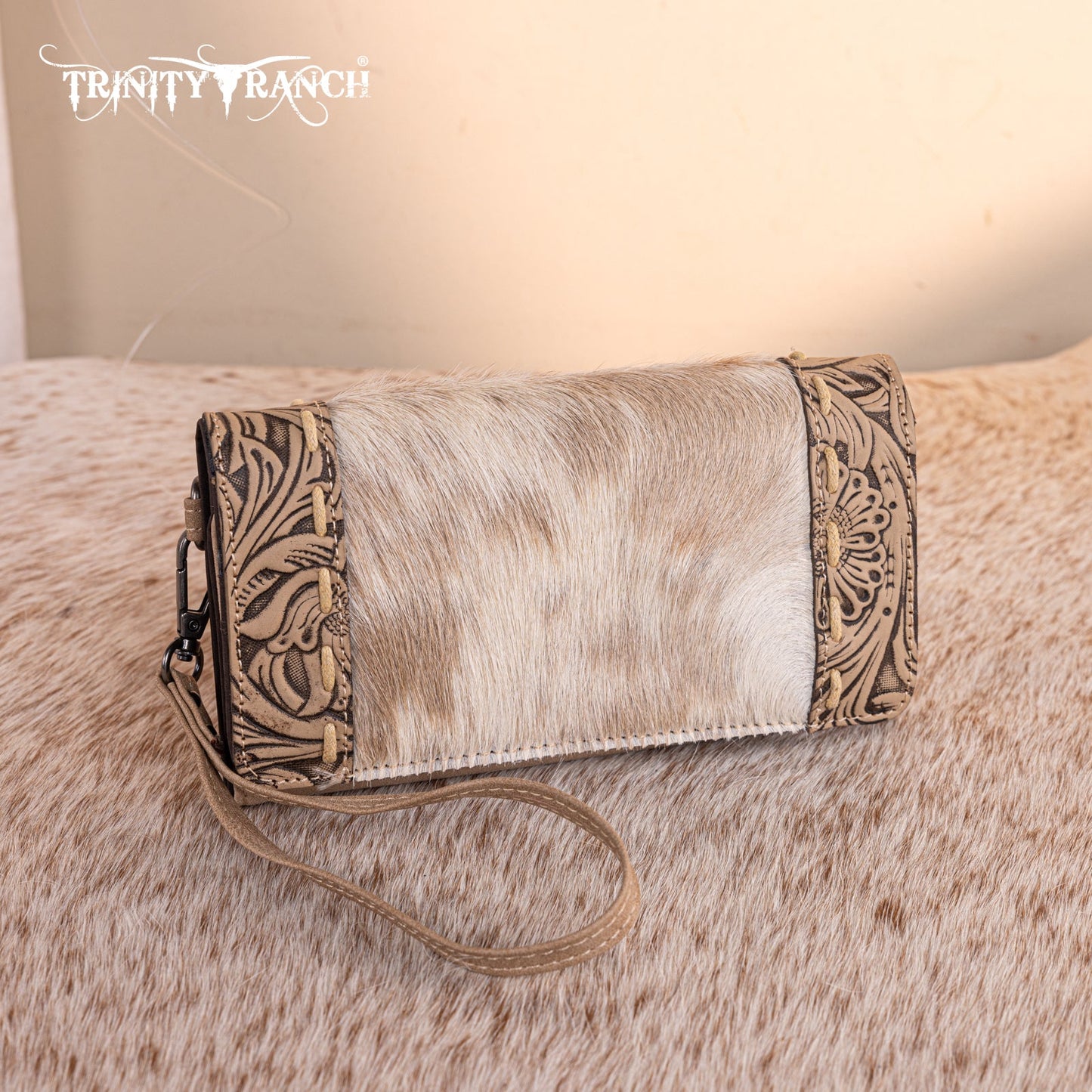 TR199-W018  Trinity Ranch Hair-On Cowhide Toole Collection Wallet