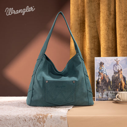 WG244-9182  Wrangler Fringe Studded Hobo Bag- Turquoise