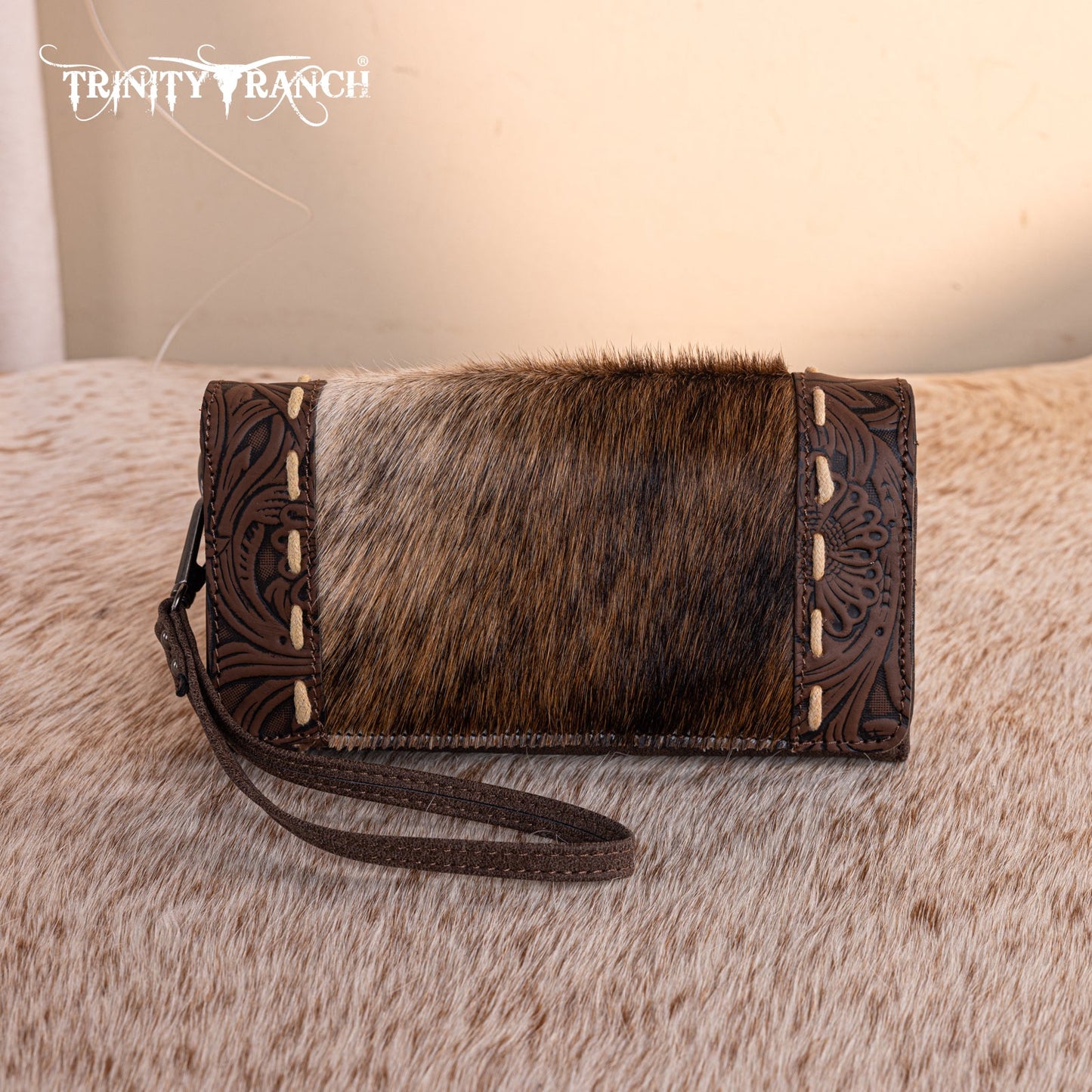 TR199-W018  Trinity Ranch Hair-On Cowhide Toole Collection Wallet