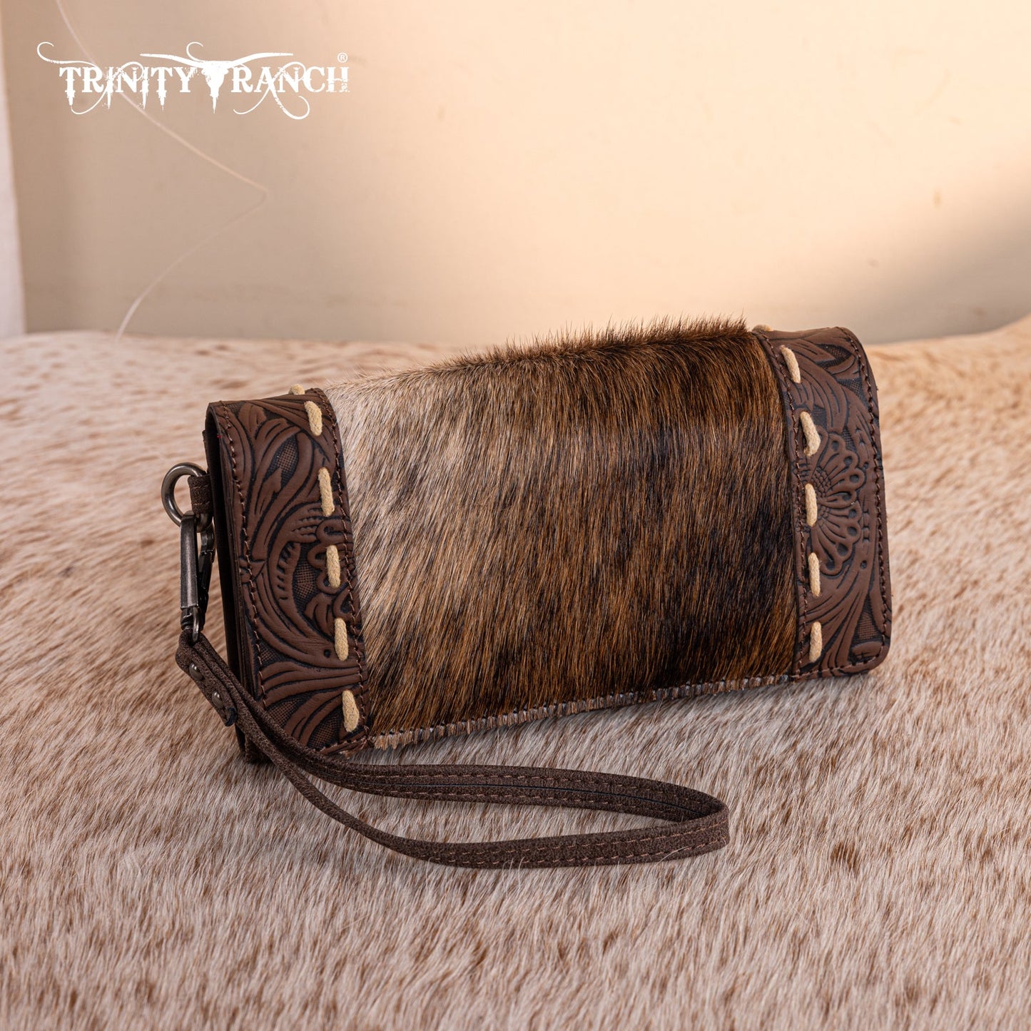 TR199-W018  Trinity Ranch Hair-On Cowhide Toole Collection Wallet