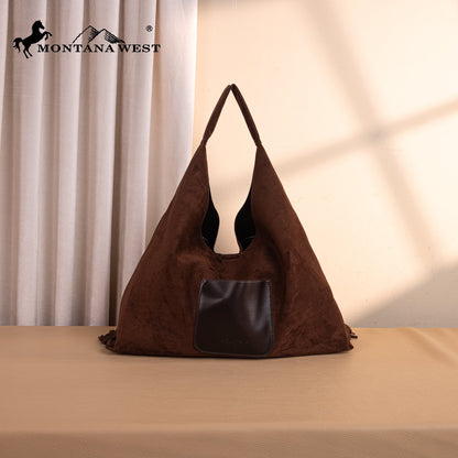 MW1341-9182   Montana West Boot Stitch Fringe Large Hobo Bag