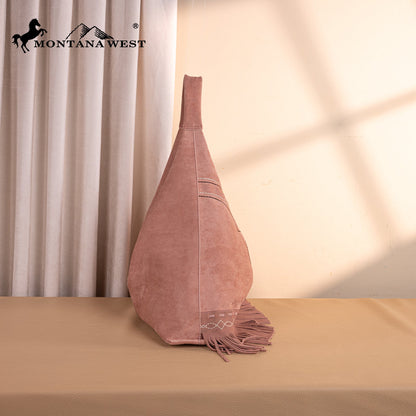 MW1341-9182   Montana West Boot Stitch Fringe Large Hobo Bag