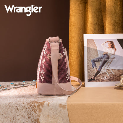 WG213-2003  Wrangler Aztec Distressed Print Dual Sided Print Concealed Carry Crossbody-Pink