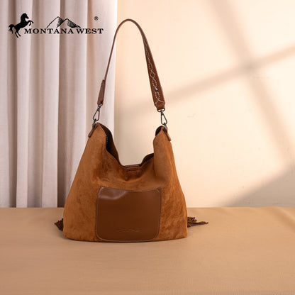 MW1341-918  Montana West Boot Stitch Fringe Hobo Bag