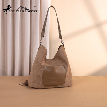 MW1341-918  Montana West Boot Stitch Fringe Hobo Bag