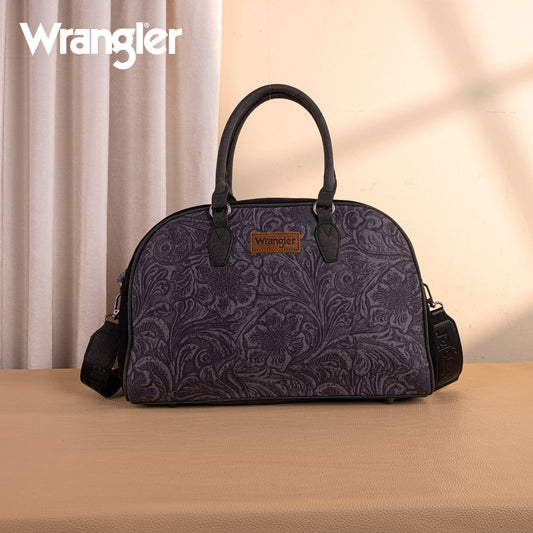 WG277-5110BK   Wrangler Vintage Floral Printed Duffle Bag - Black