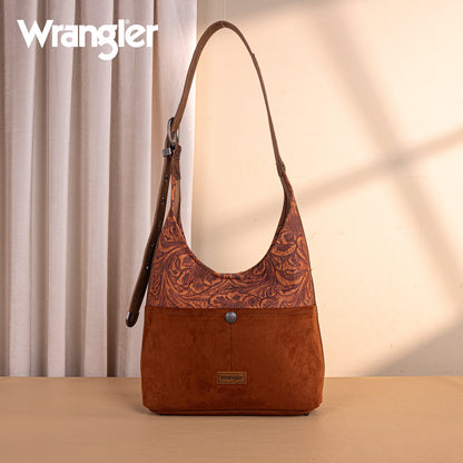 WG277-9182BR  Wrangler Vintage Floral Printed Hobo Bag-Brown
