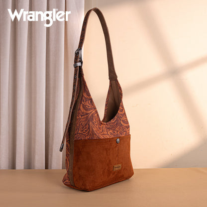WG277-9182BR  Wrangler Vintage Floral Printed Hobo Bag-Brown