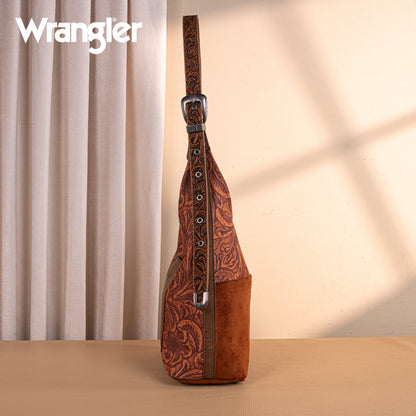 WG277-9182BR  Wrangler Vintage Floral Printed Hobo Bag-Brown