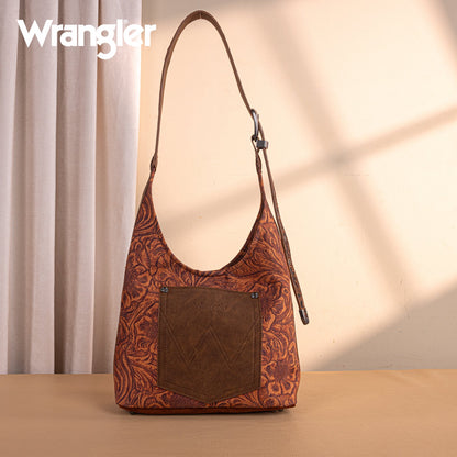WG277-9182BR  Wrangler Vintage Floral Printed Hobo Bag-Brown