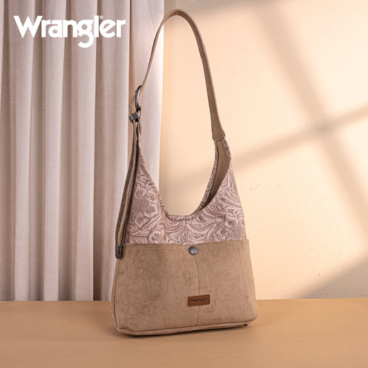 WG277-9182KH  Wrangler Vintage Floral Printed Hobo Bag-Khaki