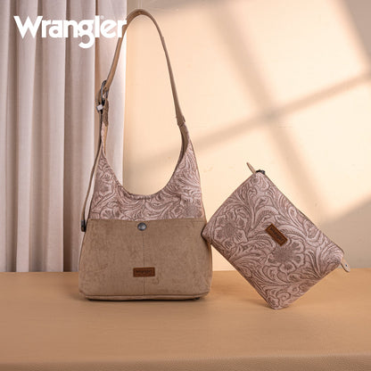 WG277-9182KH  Wrangler Vintage Floral Printed Hobo Bag-Khaki