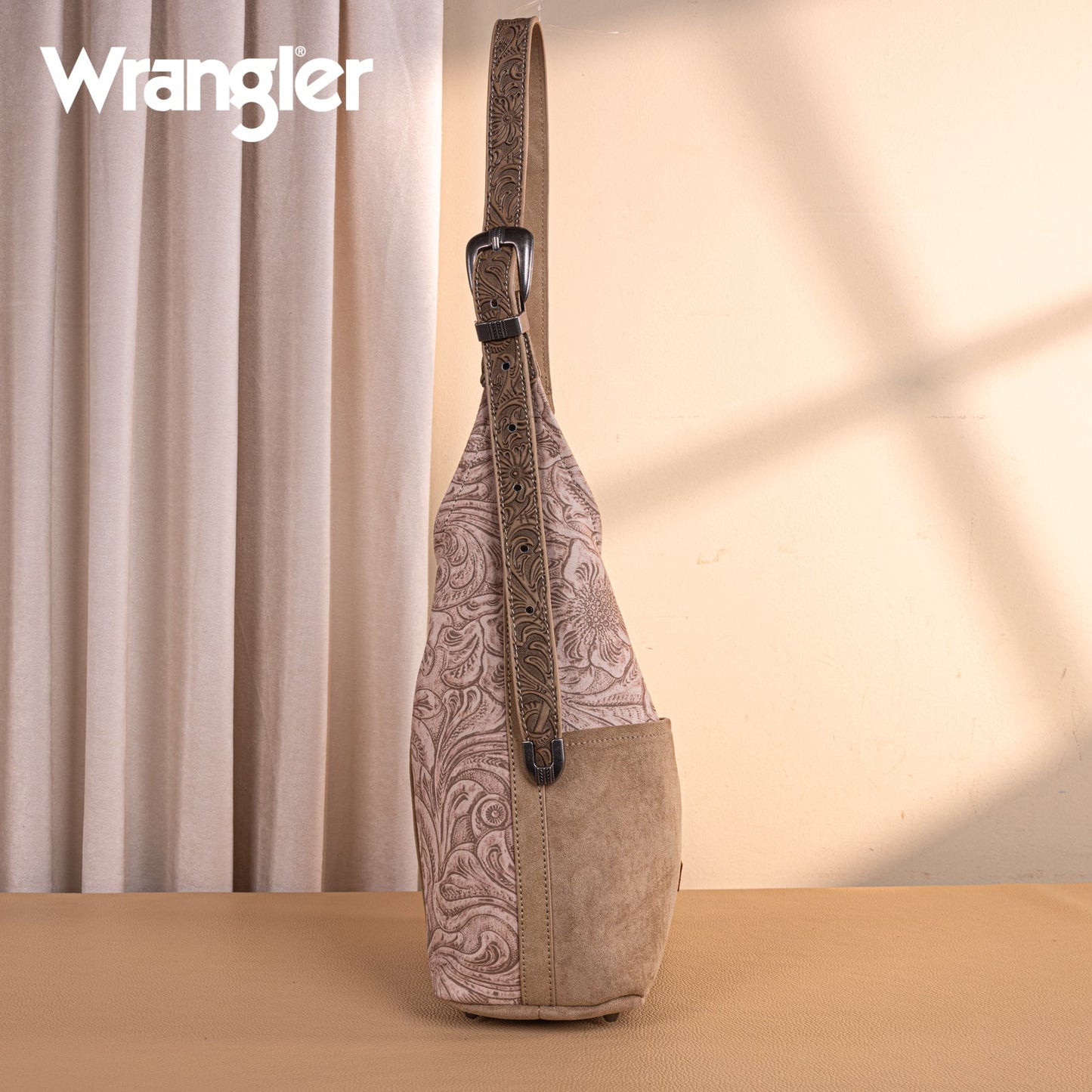 WG277-9182KH  Wrangler Vintage Floral Printed Hobo Bag-Khaki