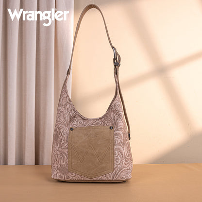 WG277-9182KH  Wrangler Vintage Floral Printed Hobo Bag-Khaki
