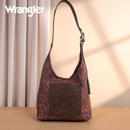 WG277-9182CF  Wrangler Vintage Floral Printed Hobo Bag-Coffee