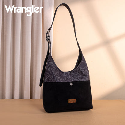 WG277-9182BK  Wrangler Vintage Floral Printed Hobo Bag-Black