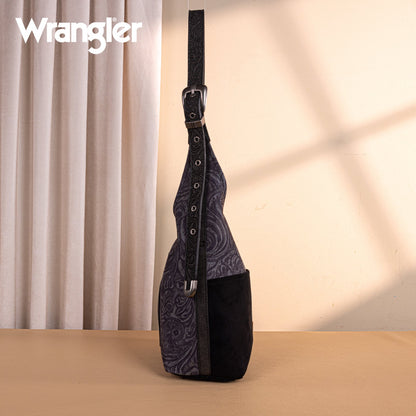 WG277-9182BK  Wrangler Vintage Floral Printed Hobo Bag-Black