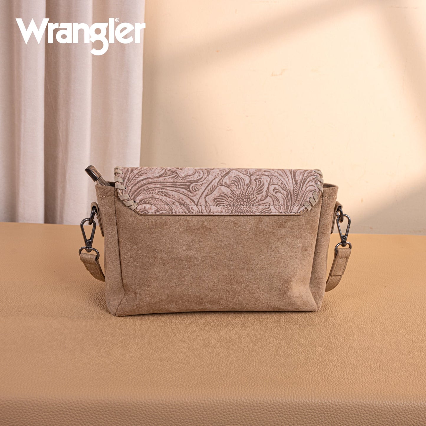 WG277-236KH   Wrangler Vintage Floral Printed Crossbody Bag with Small Pouch- Khaki