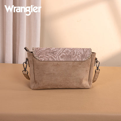 WG277-236KH   Wrangler Vintage Floral Printed Crossbody Bag with Small Pouch- Khaki