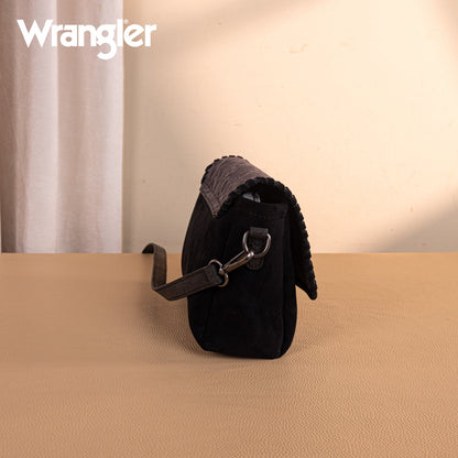 WG277-236BK   Wrangler Vintage Floral Printed Crossbody Bag with Small Pouch- Black