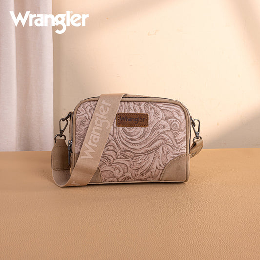 WG277-1833KH   Wrangler Vintage Floral Printed Small Crossbody Bag - Khaki