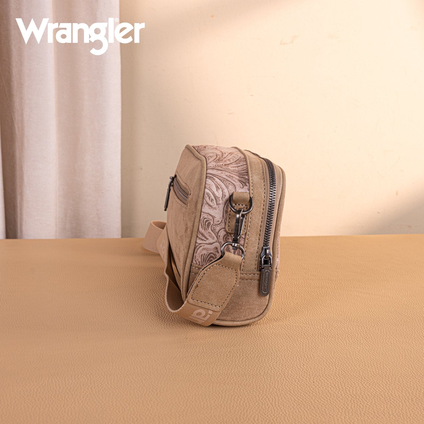 WG277-1833KH   Wrangler Vintage Floral Printed Small Crossbody Bag - Khaki