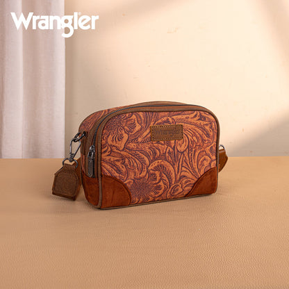 WG277-1833BR   Wrangler Vintage Floral Printed Small Crossbody Bag - Brown