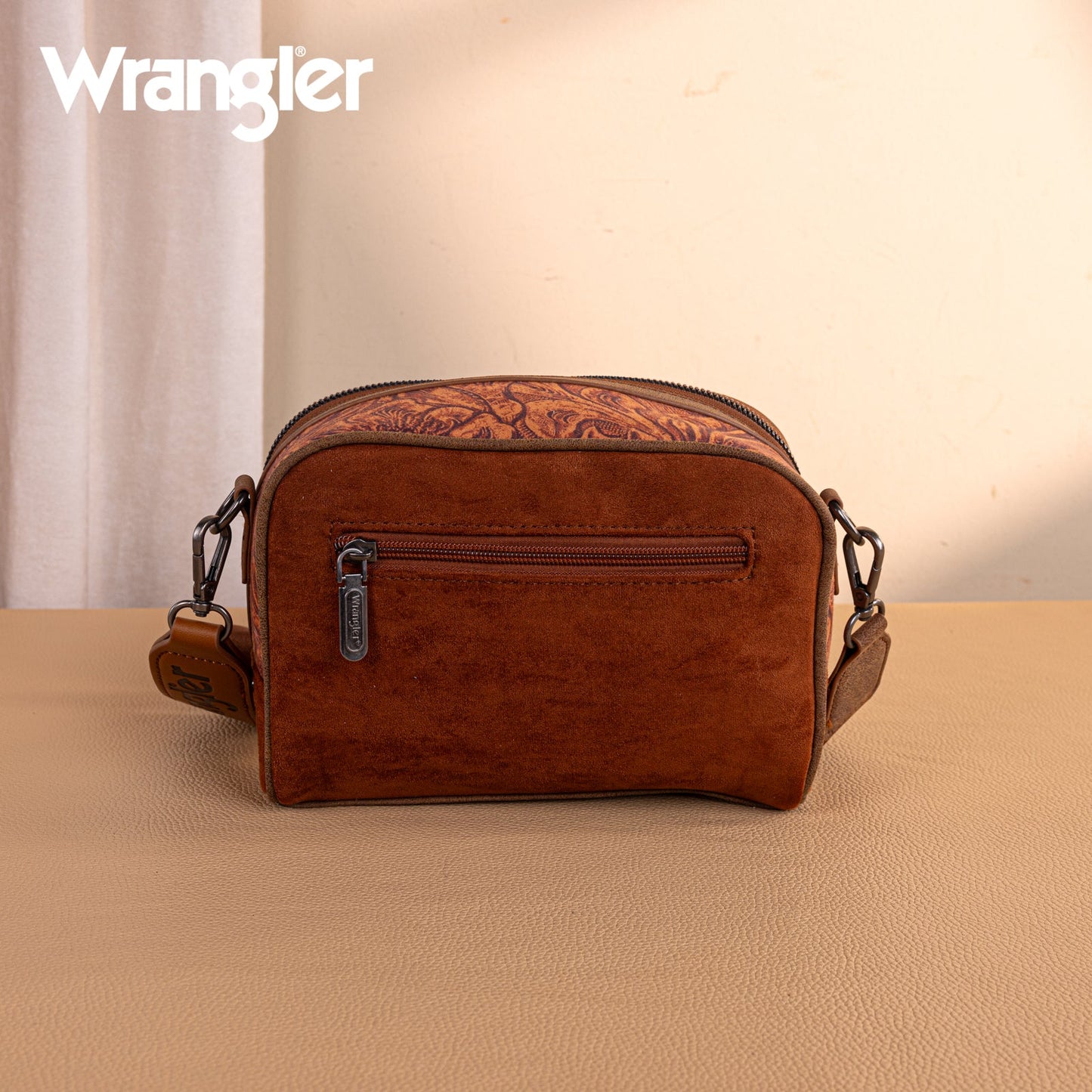WG277-1833BR   Wrangler Vintage Floral Printed Small Crossbody Bag - Brown