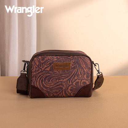 WG277-1833CF   Wrangler Vintage Floral Printed Small Crossbody Bag - Coffee