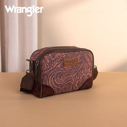 WG277-1833CF   Wrangler Vintage Floral Printed Small Crossbody Bag - Coffee