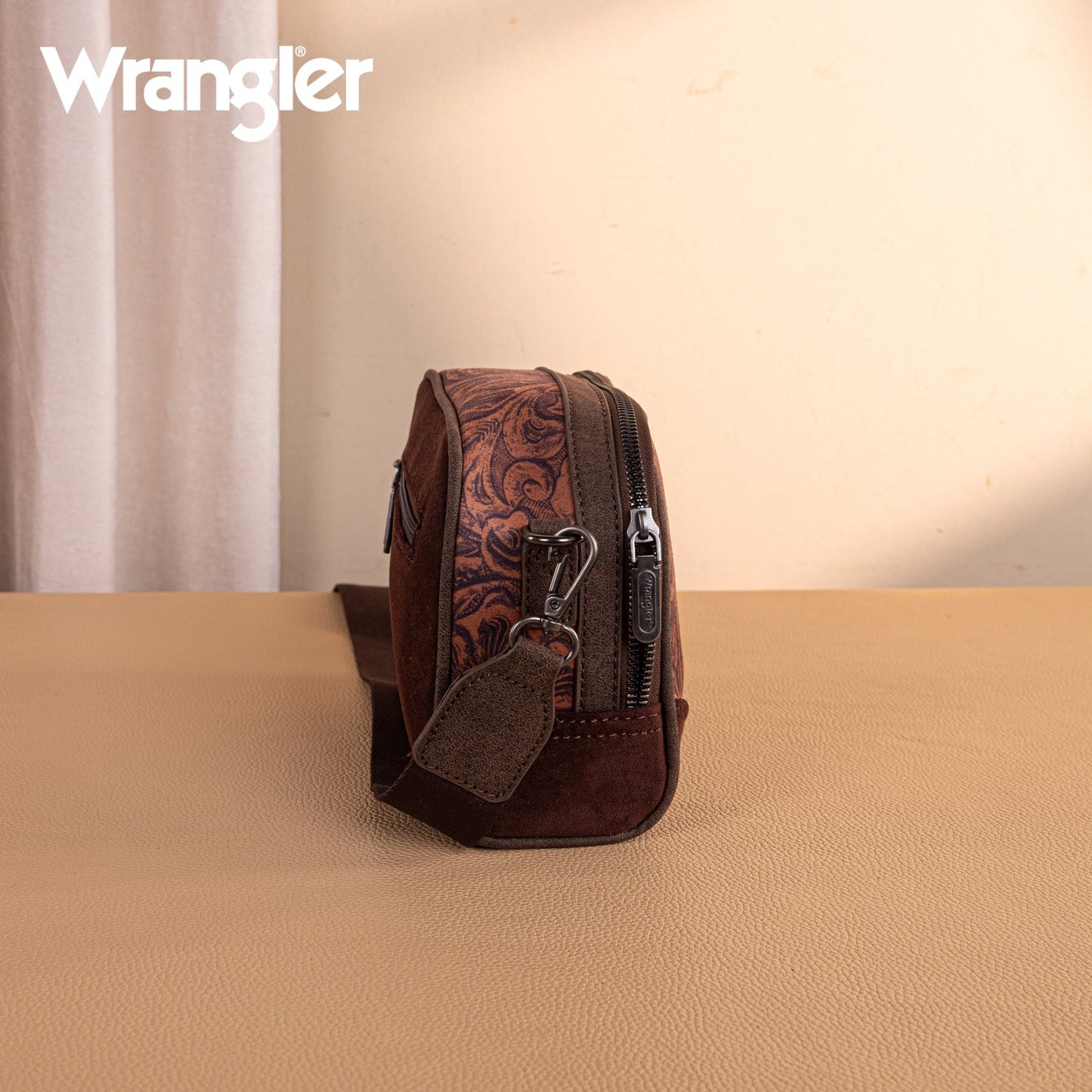 WG277-1833CF   Wrangler Vintage Floral Printed Small Crossbody Bag - Coffee