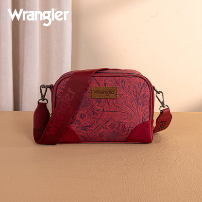 WG277-1833BDY   Wrangler Vintage Floral Printed Small Crossbody Bag - Burgundy