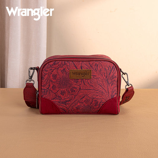 WG277-1833BDY   Wrangler Vintage Floral Printed Small Crossbody Bag - Burgundy