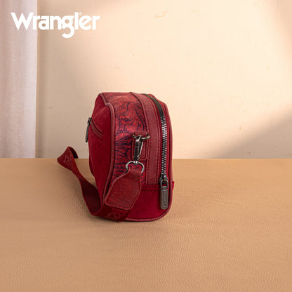 WG277-1833BDY   Wrangler Vintage Floral Printed Small Crossbody Bag - Burgundy