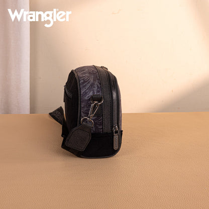 WG277-1833BK   Wrangler Vintage Floral Printed Small Crossbody Bag - Black