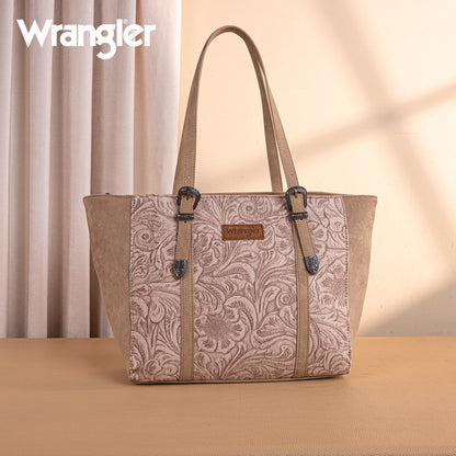 WG277-2002KH   Wrangler Vintage Floral Printed Large Tote Bag - Khaki